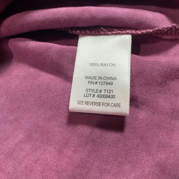 Floral & Ivy Blouse Smocked Neck Crochet Sleeve Tunic Flowy Womens Sz L Red Wine - Picture 9 of 10